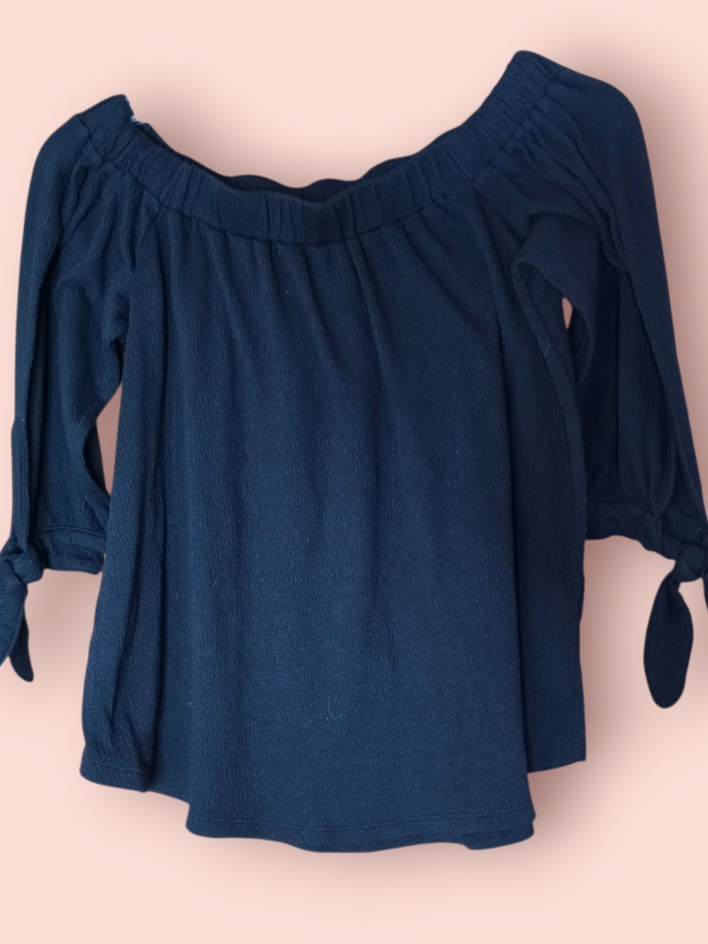 Abercrombie & Fitch Black Off-the-Shoulder Tie-Sleeve Knit Top